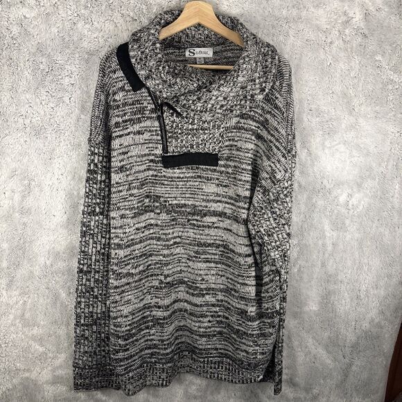 Mens Silversilk Cowl Neck Sweater 100% Microfiber Mens Big 4X Gray - Picture 1 of 8